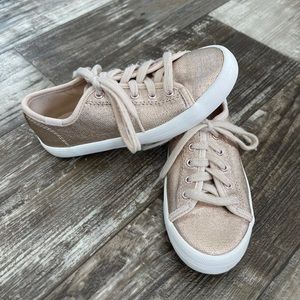 Girls Kids size 12 Keds Sneakers Shoes metallic Gold Lace Up